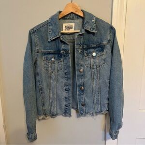 Zara Cropped + Distressed Denim Jacket